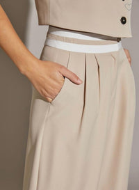 Off White Vest & Pants W/ White Stripes Set