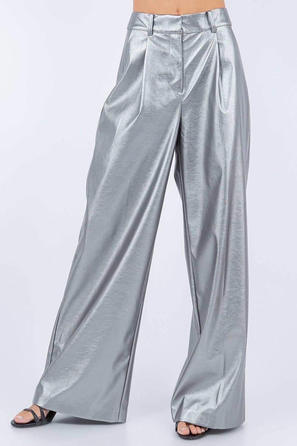 Silver High Waist Pants