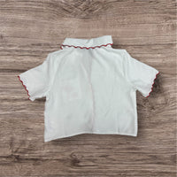 Sleeve Wave Trim Embroidery Top