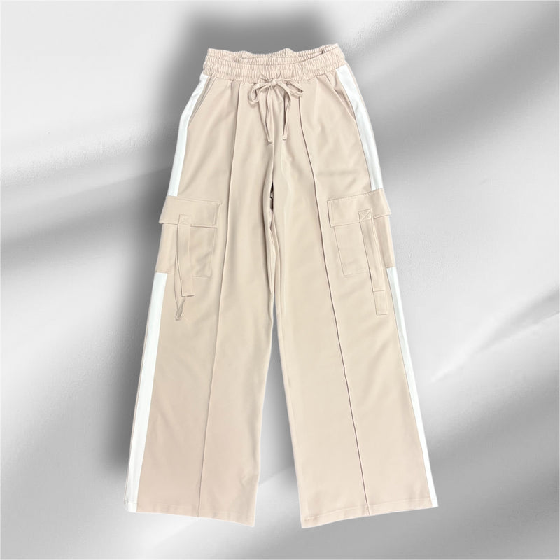 Side Stripe Solid Cargo Pants