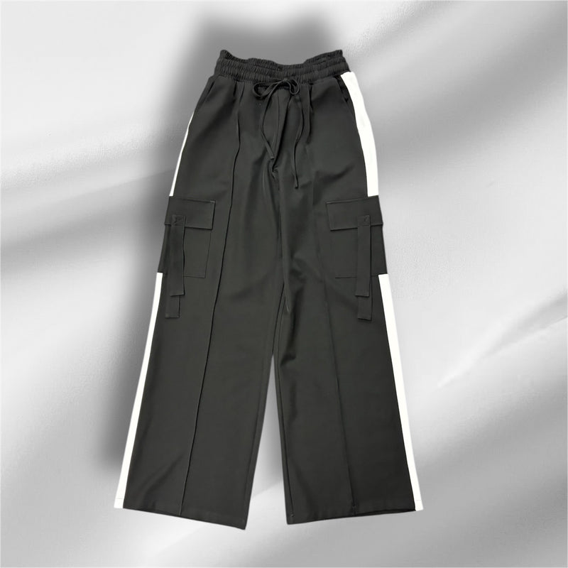 Side Stripe Solid Cargo Pants