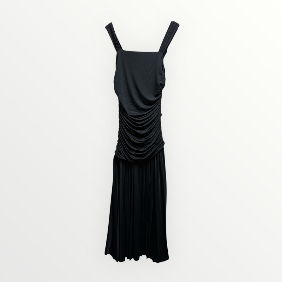 SleeveLess Solid Ruched Maxi Dress