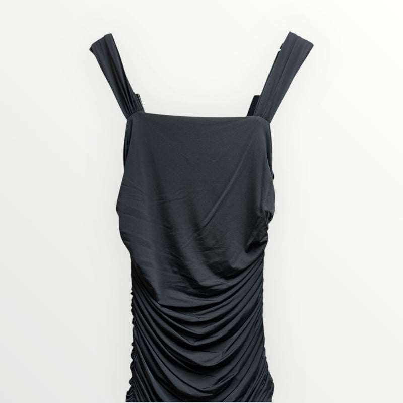 SleeveLess Solid Ruched Maxi Dress