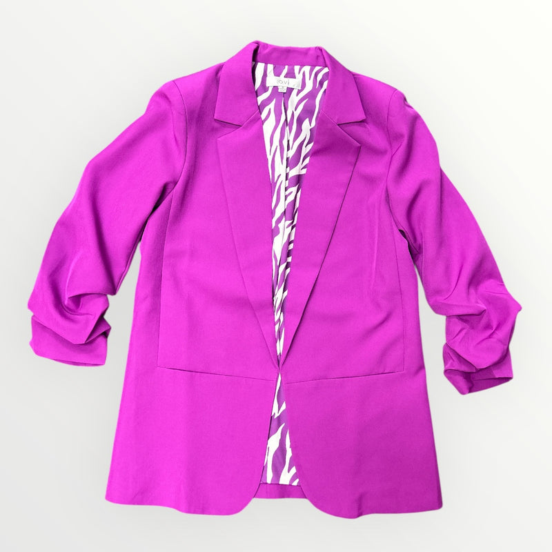 Solid Ruched Slv Blazer