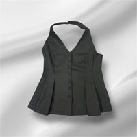 Sleeve Less Halter Neck Peplum Vest