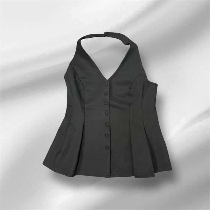 Sleeve Less Halter Neck Peplum Vest