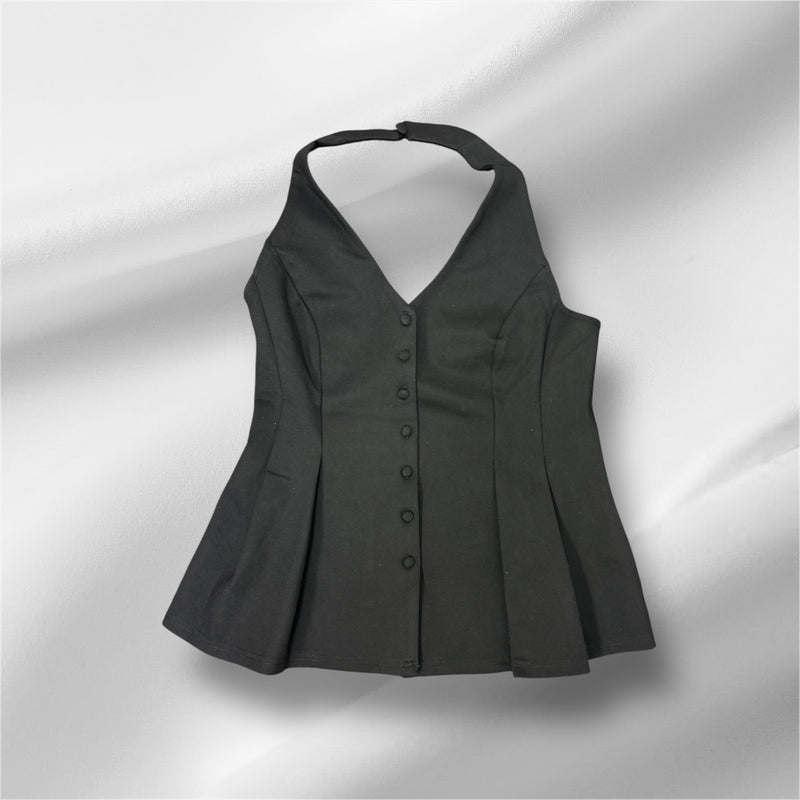 Sleeve Less Halter Neck Peplum Vest