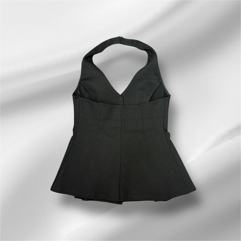 Sleeve Less Halter Neck Peplum Vest