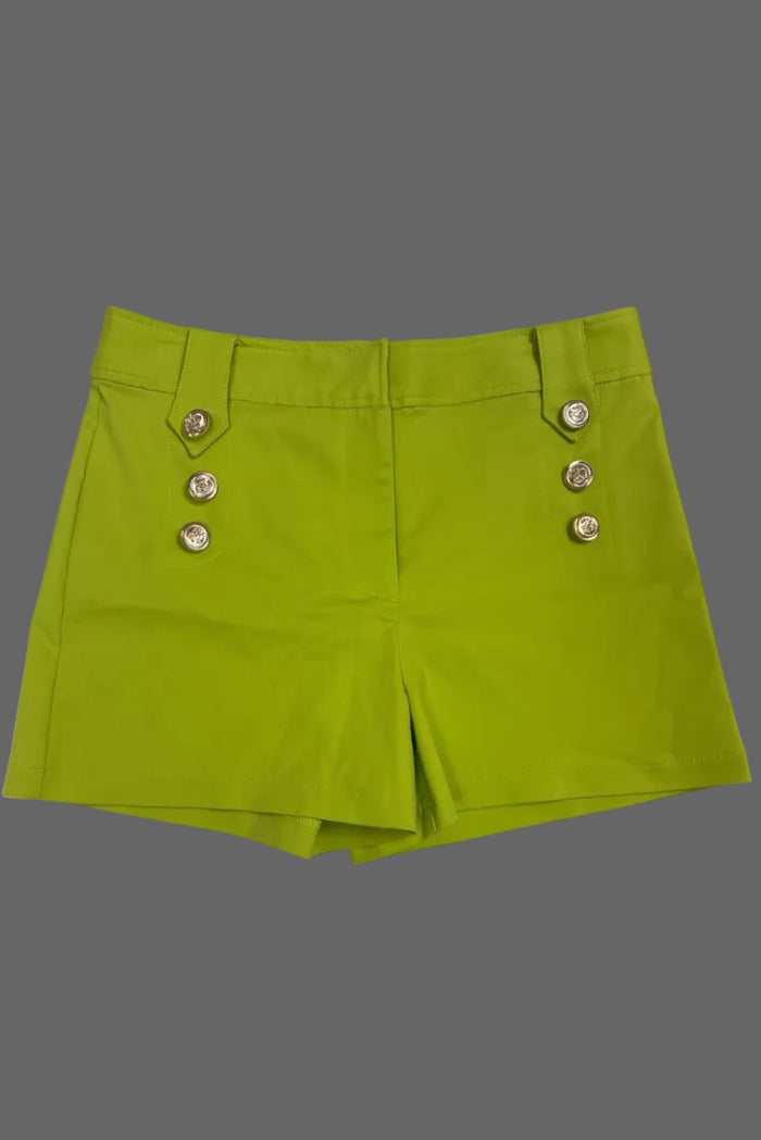 Buttoned Lime Shorts