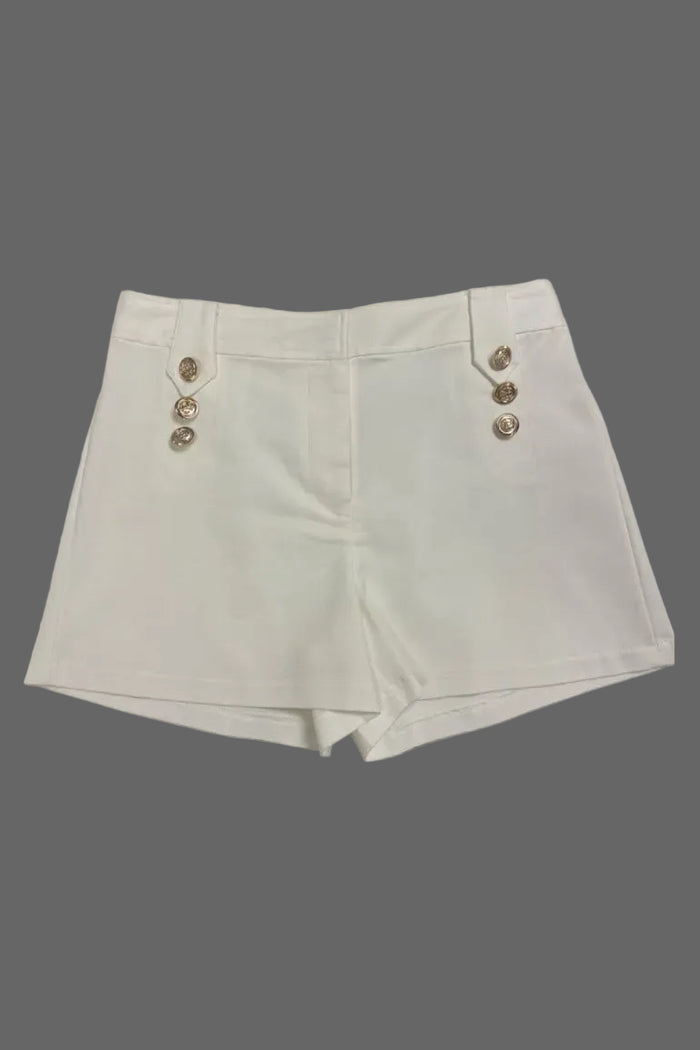 Buttoned White Shorts