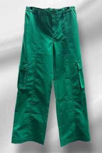 Green Cargo Elastic Pants
