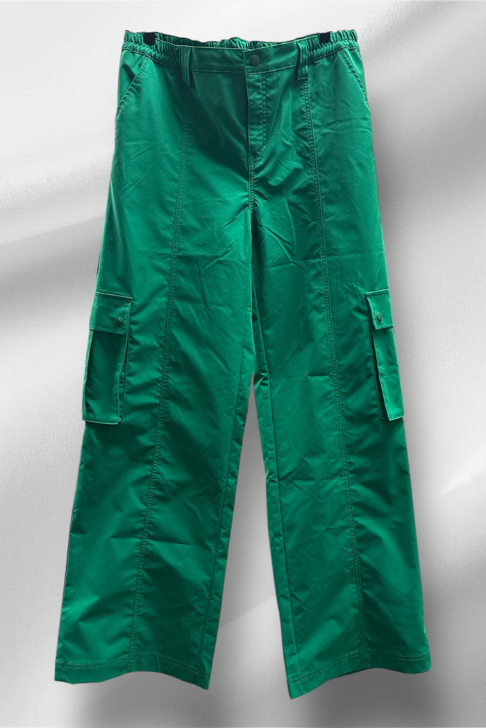 Green Cargo Elastic Pants