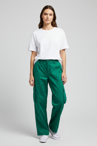 Green Cargo Elastic Pants