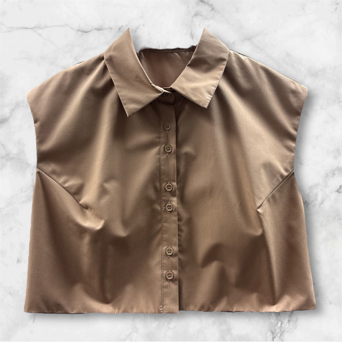Solid Crop Button Down Tank