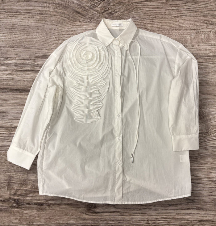 Button Down Floower Detail Blouse