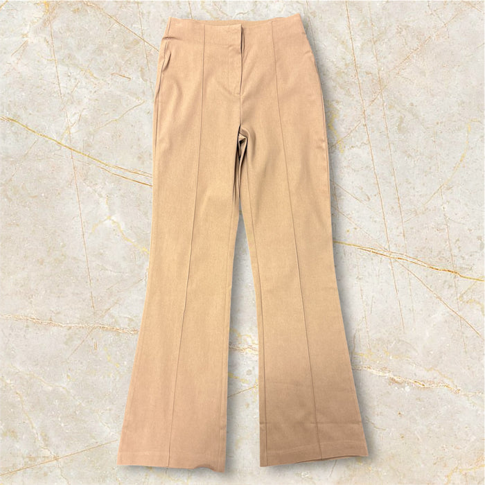 High Brown Waisted Solid Pants