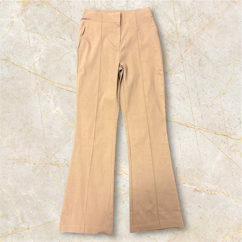 High Brown Waisted Solid Pants