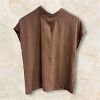 Round Neck Drapped Cape Top