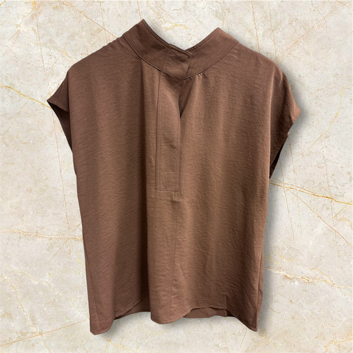Round Neck Drapped Cape Top