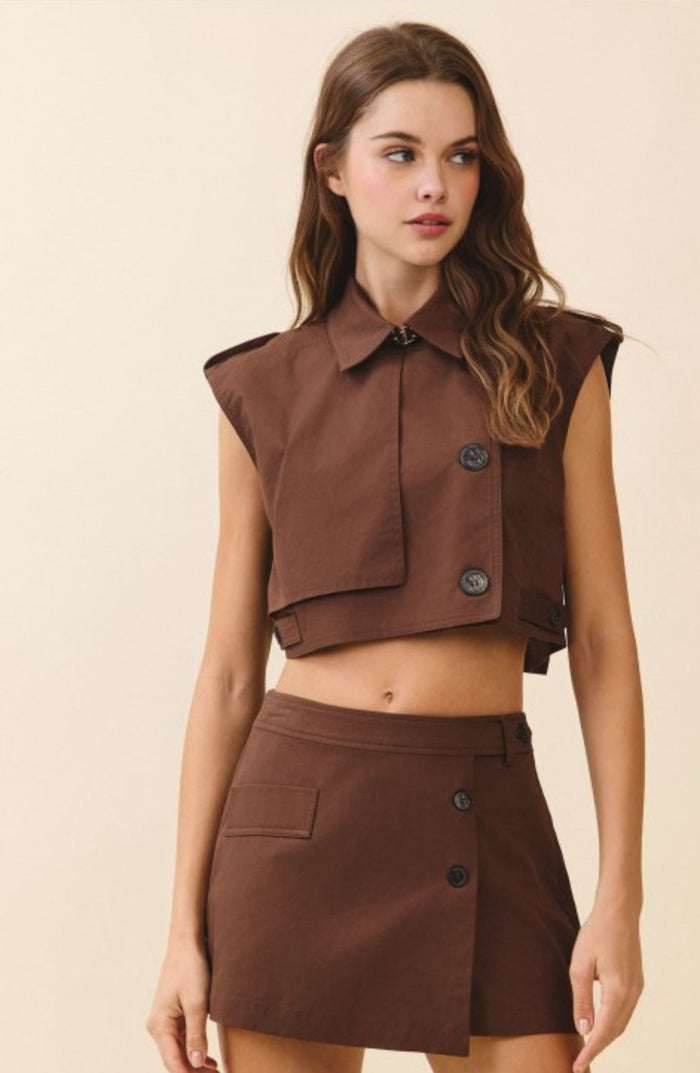 Coffee Brown Elegant Skort