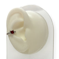 Delicate Silver Ear Cuff Adorned W/Mini Brilliants & Square-Cut Stone