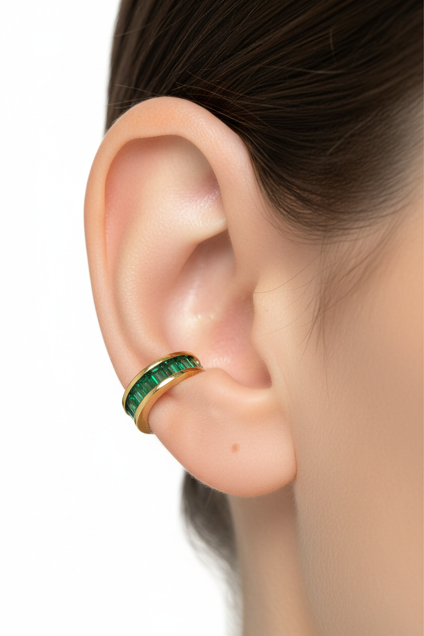 Gold Baguette Crystal Ear Cuff