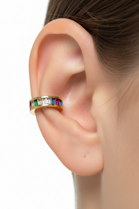 Gold Baguette Crystal Ear Cuff