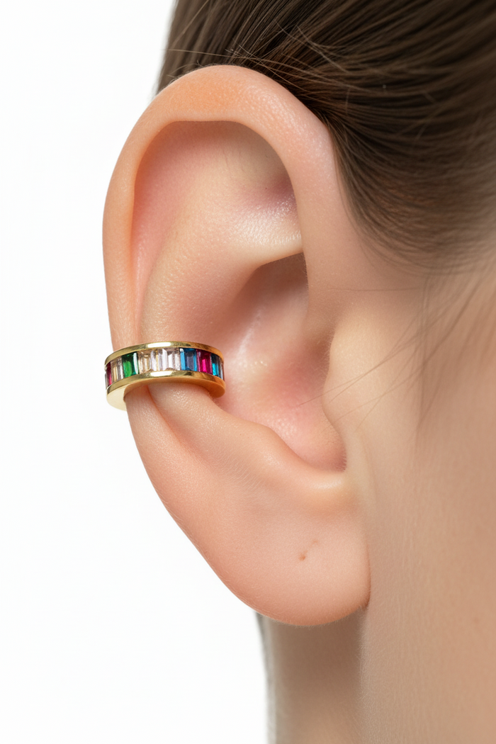 Gold Baguette Crystal Ear Cuff