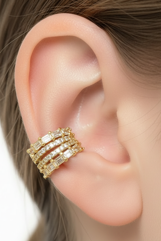 Luxe Baguette & Sparkle Ear Cuff
