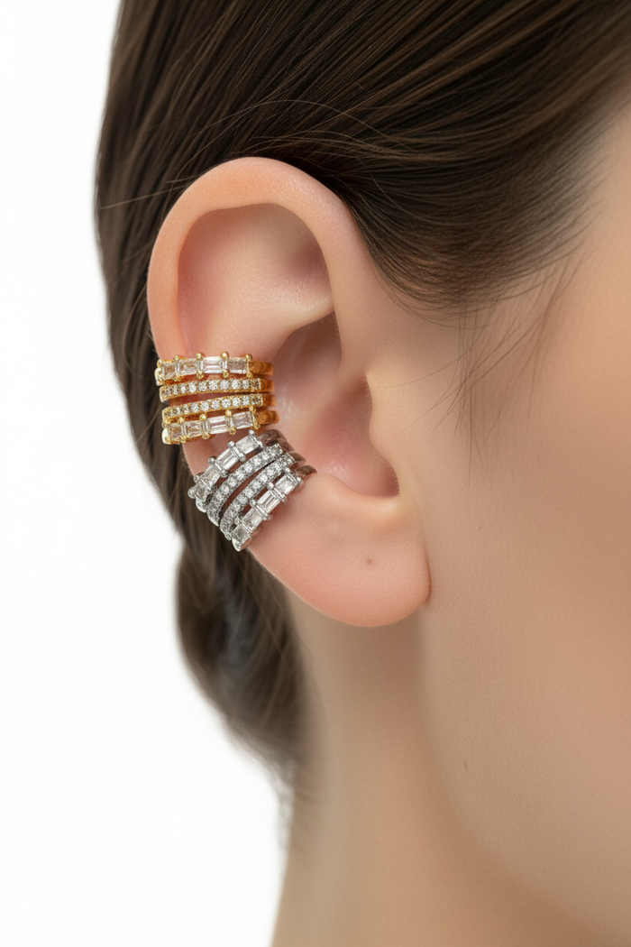 Luxe Baguette & Sparkle Ear Cuff