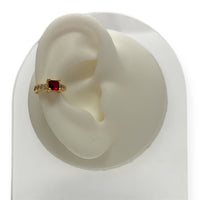 Delicate Gold Ear Cuff Adorned W/Mini Brilliants & Square-Cut Stone