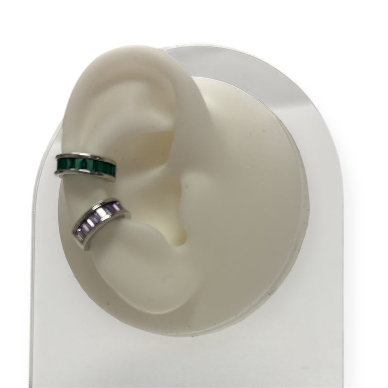 Silver Baguette Crystal Ear Cuff