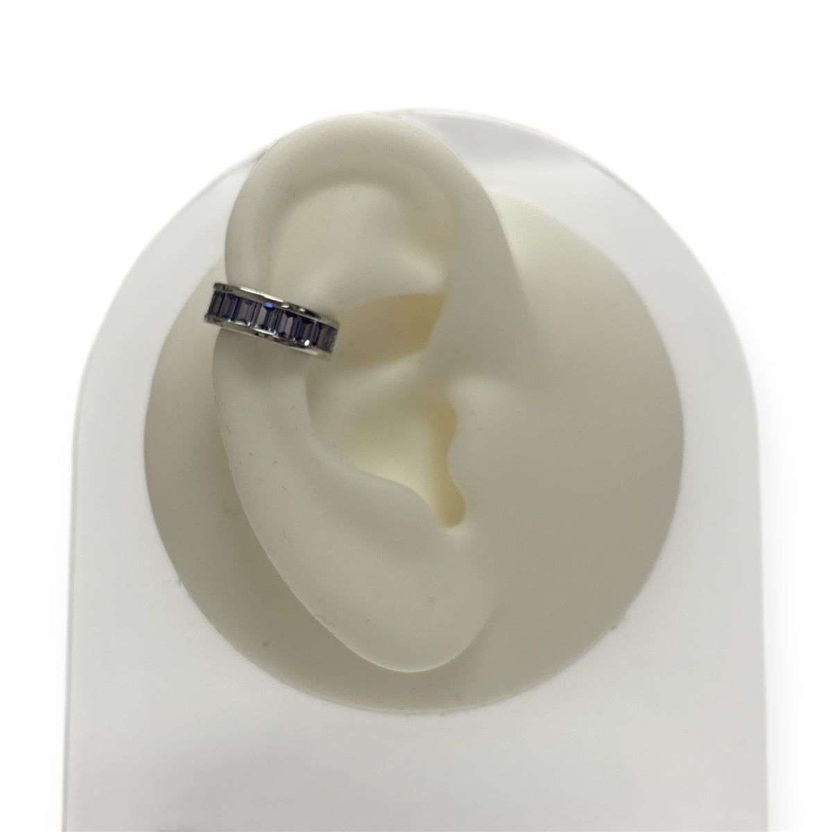 Silver Baguette Crystal Ear Cuff