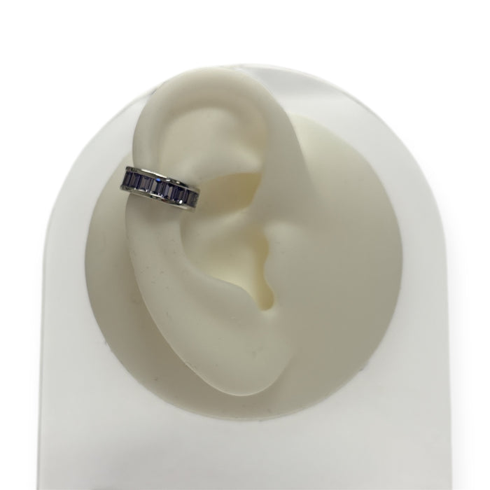 Silver Baguette Crystal Ear Cuff