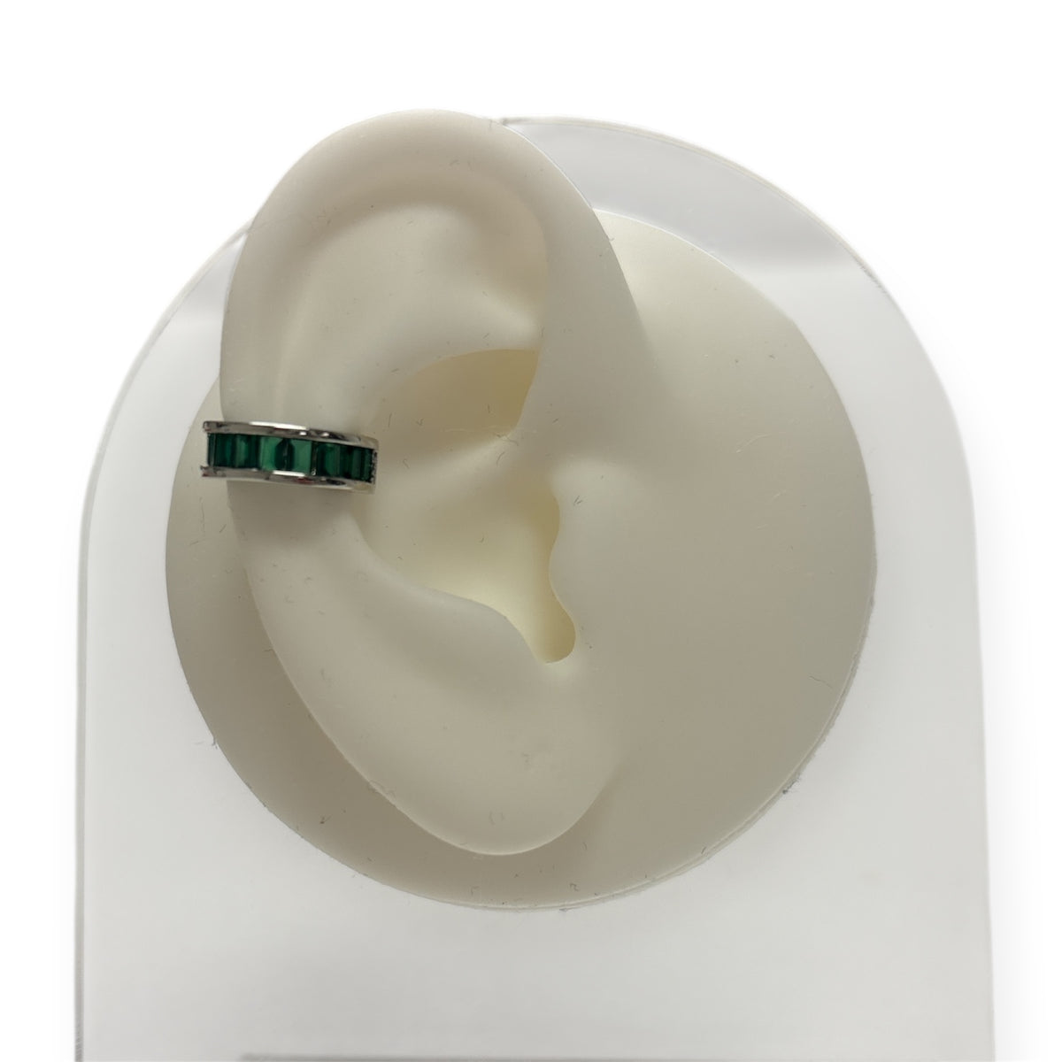 Silver Baguette Crystal Ear Cuff