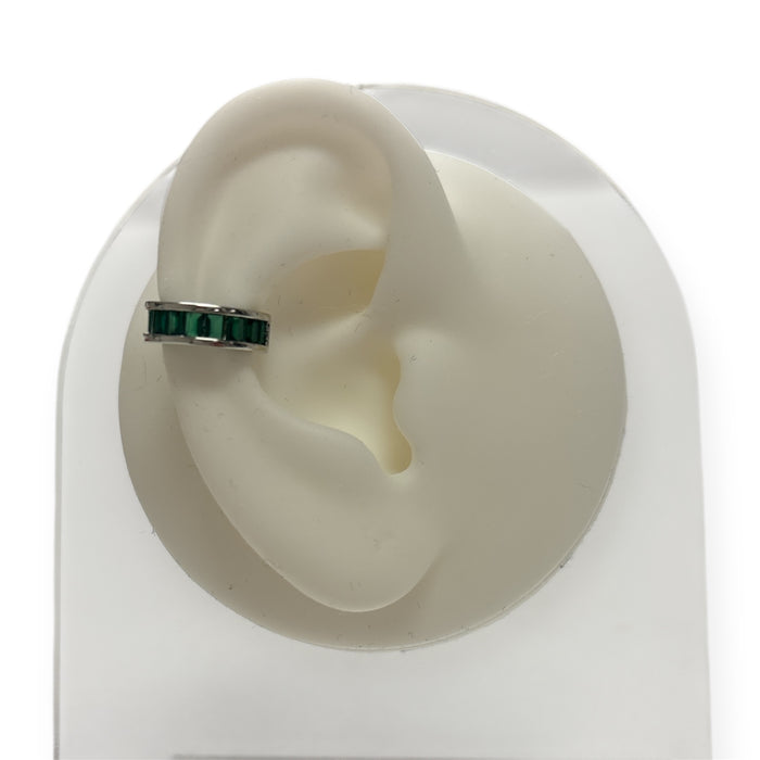 Silver Baguette Crystal Ear Cuff