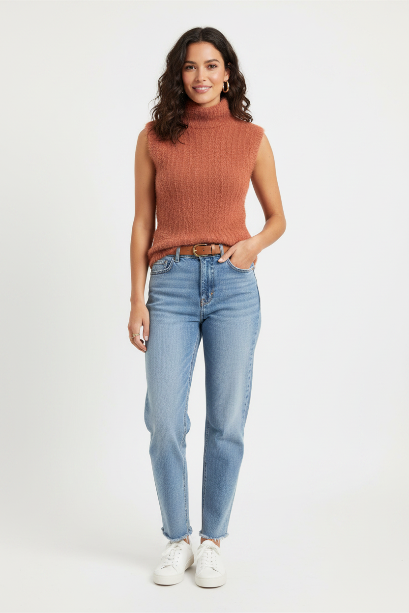 Turtle Neck Sleeve Less Top
