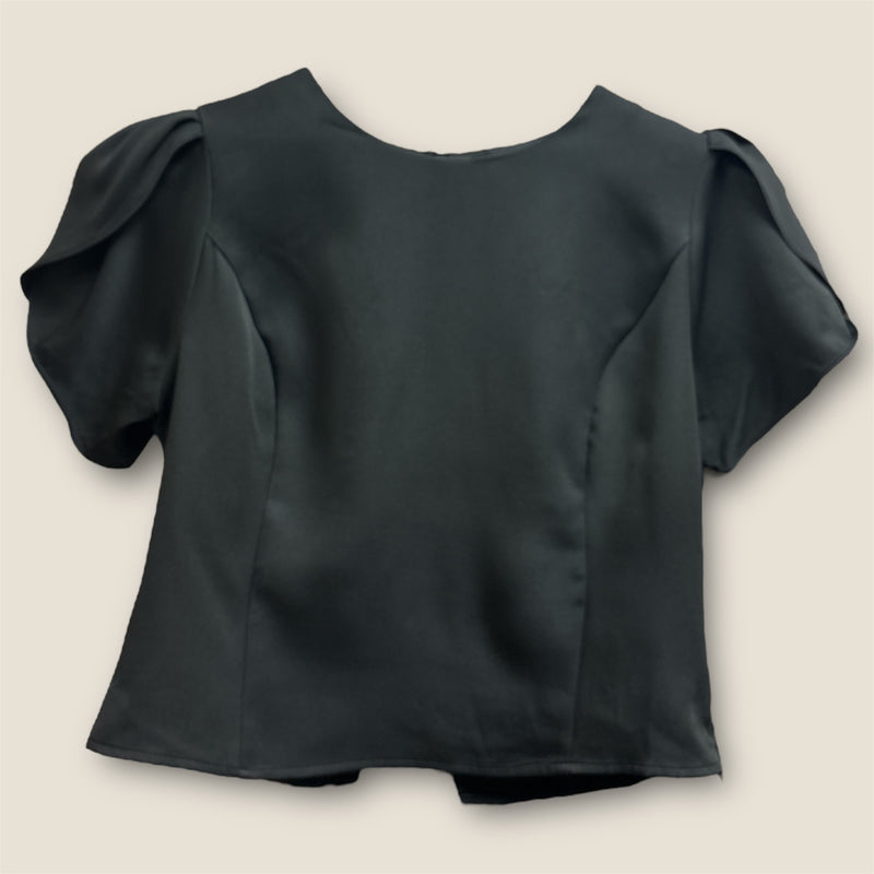 Tulip Hem Short Sleeve Bow Detail Top