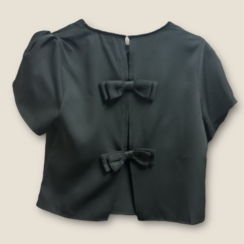 Tulip Hem Short Sleeve Bow Detail Top