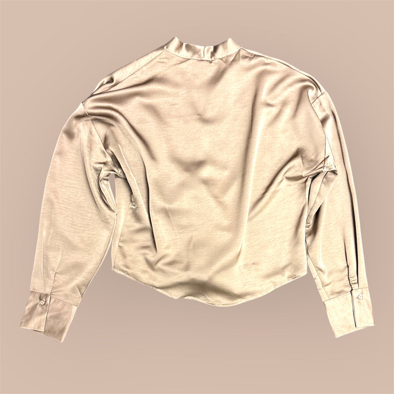 Long Sleeve Button Down Tie Front