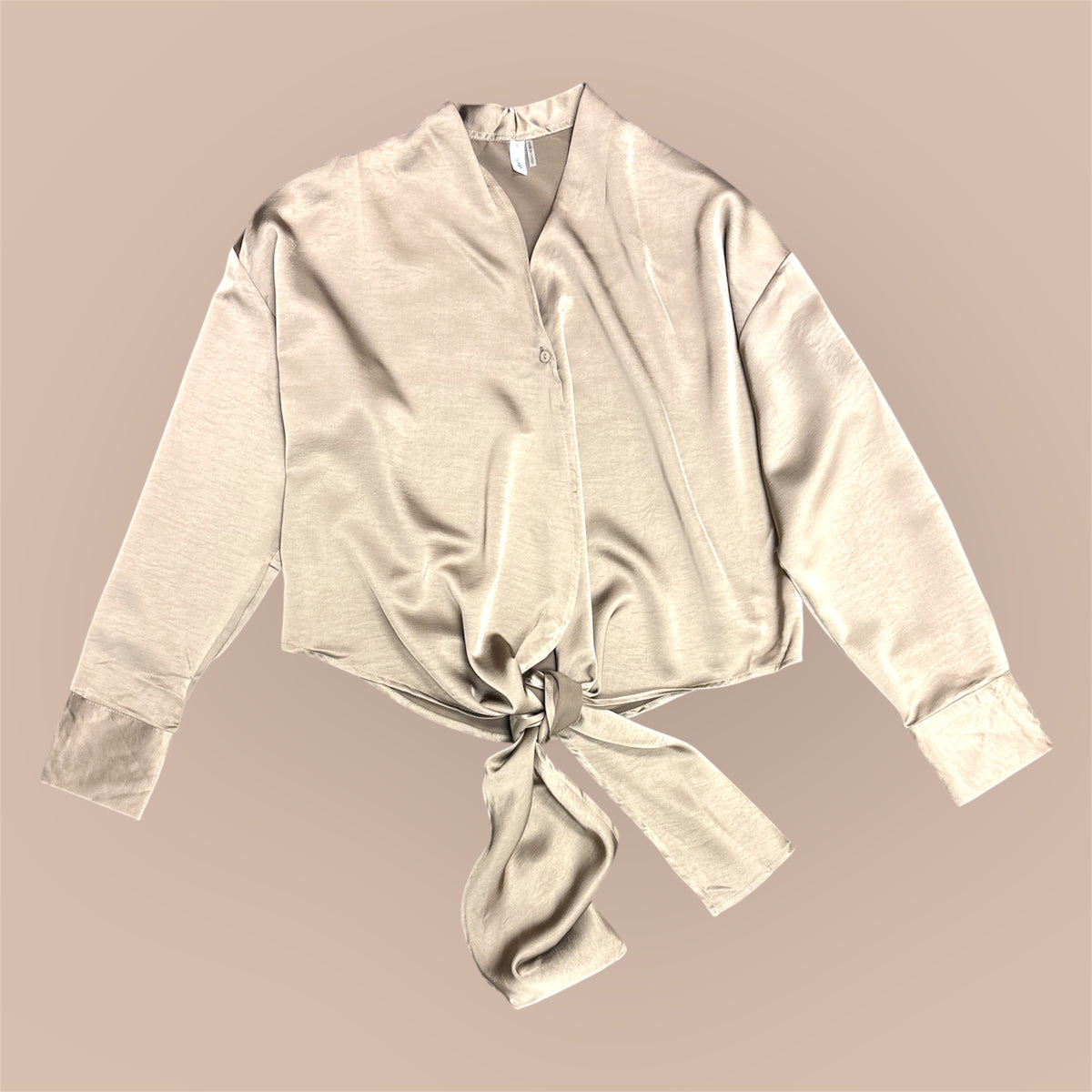 Long Sleeve Button Down Tie Front