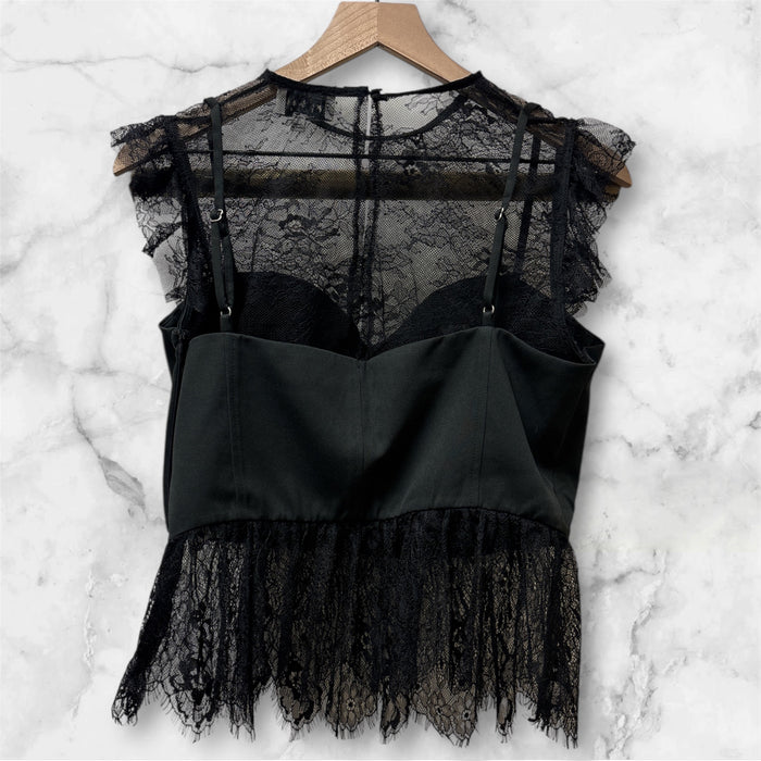 Black Lace Peplum Top