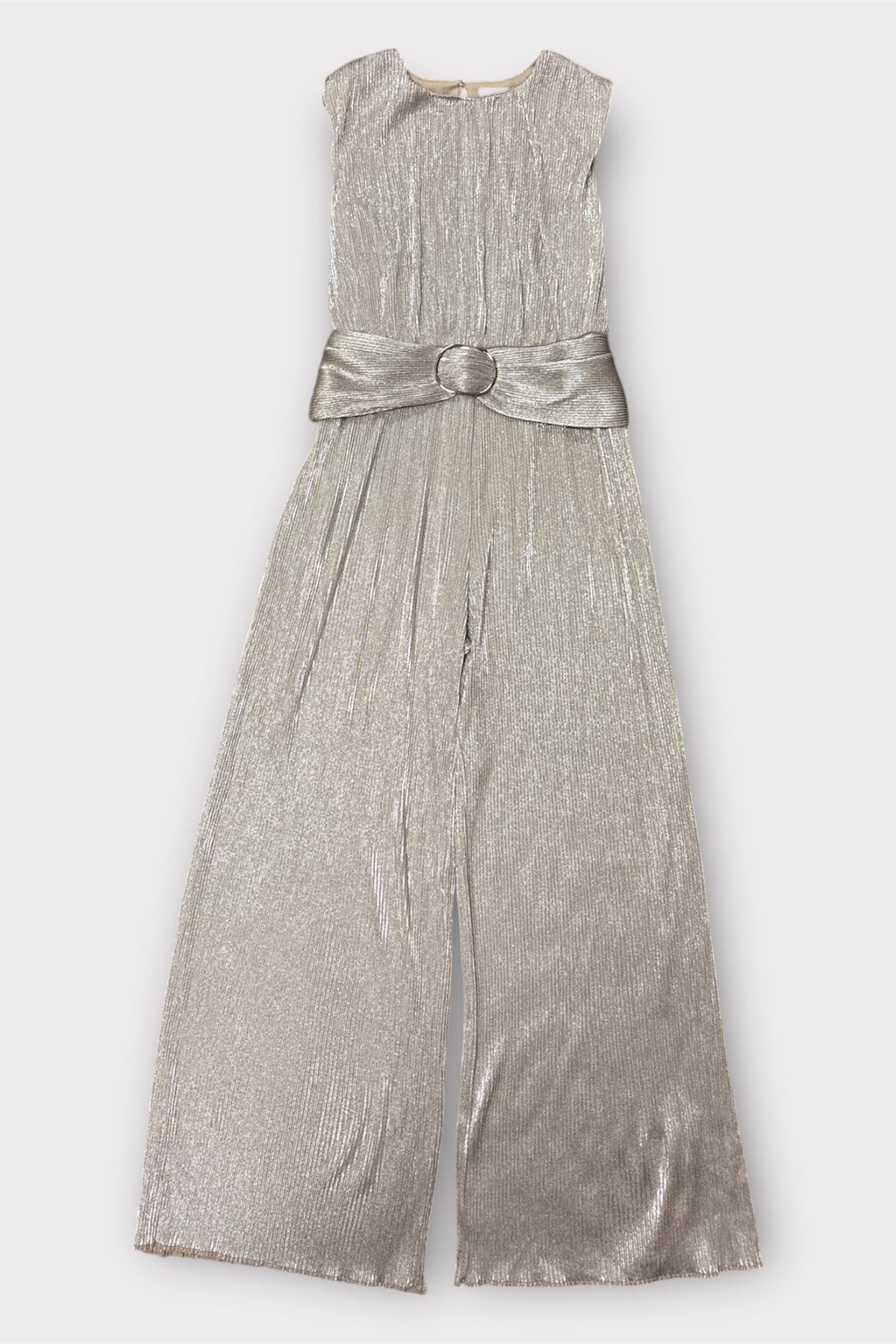 Sleeve Less Buckle Pleated Jumpsuit