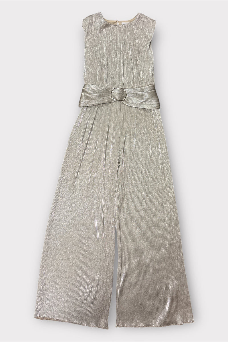 Sleeve Less Buckle Pleated Jumpsuit