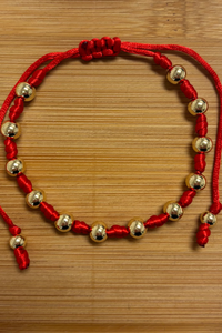 Adjustable Strip W/Gold Beads Bracelet