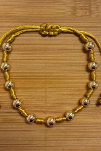 Adjustable Strip W/Gold Beads Bracelet
