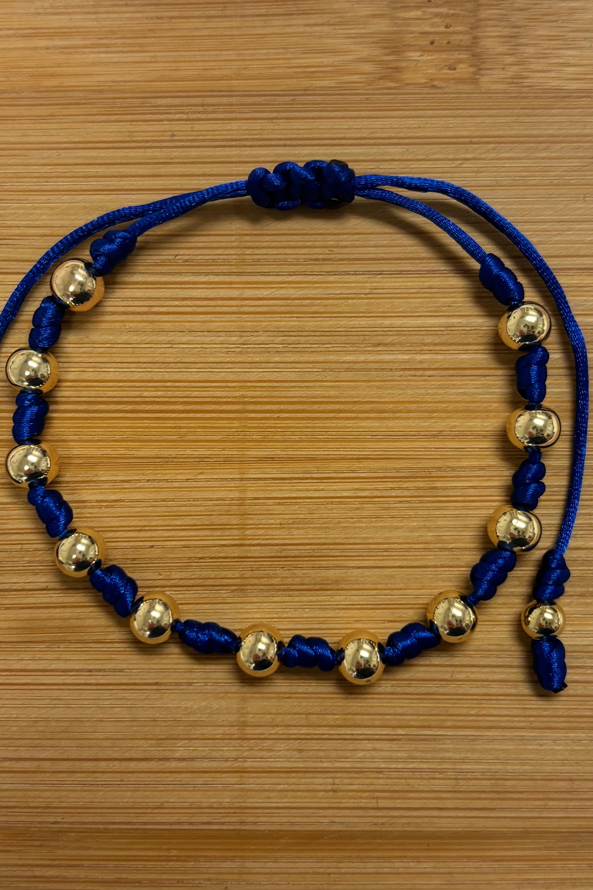 Adjustable Strip W/Gold Beads Bracelet