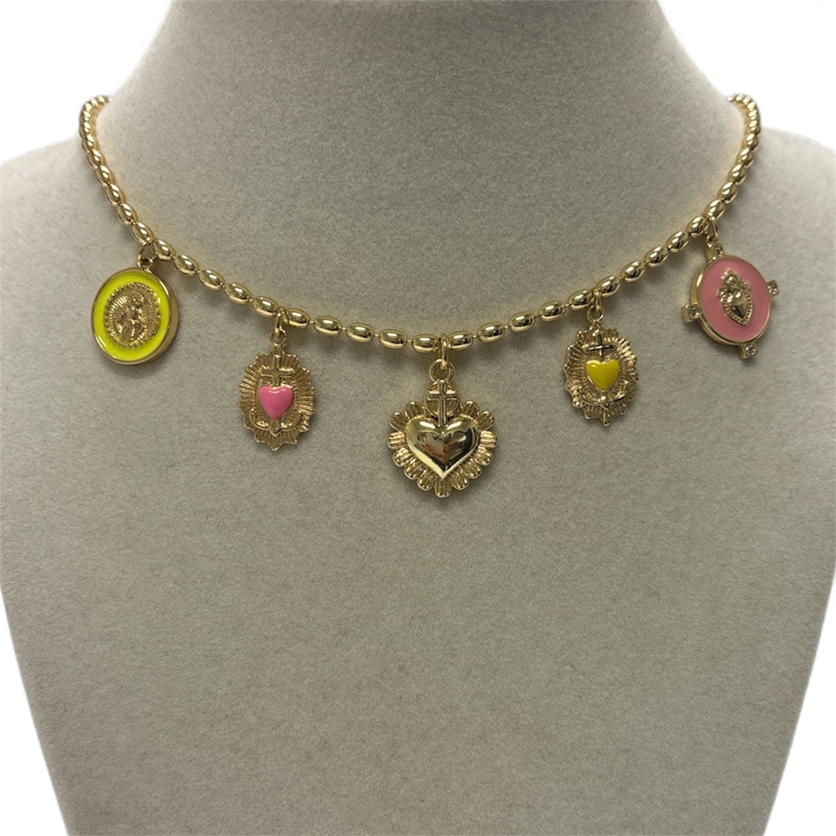 Gold Chain W/5 Charms Necklace