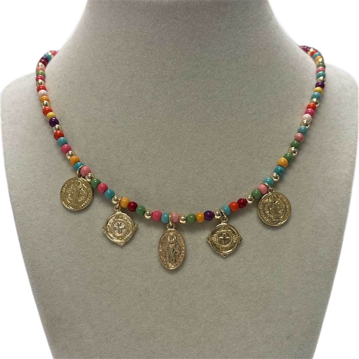 Multicolor W/5 Charms Necklace