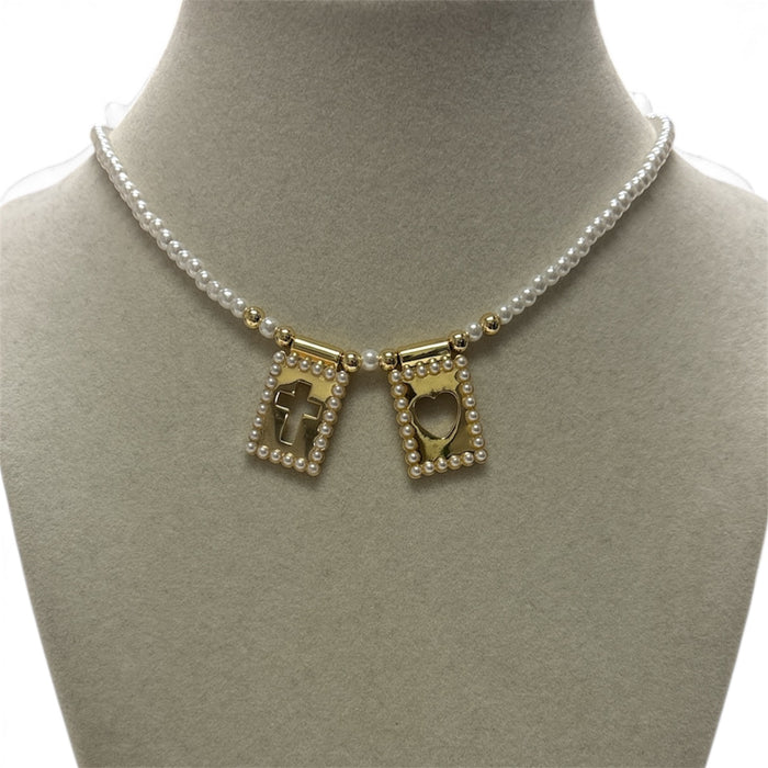 Mini Pearls Scapular Necklace